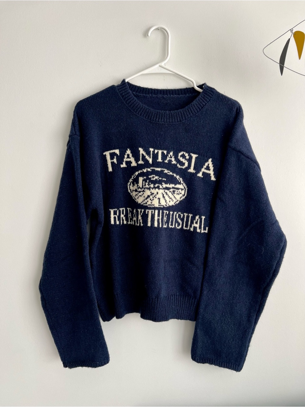 NEW Navy Blue Crewneck Knit Sweater - Fantasia Break The Usual Size L